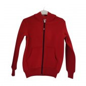 PITIRCIK DÜZ RENK FERMUARLI KAPŞONLU ÜÇ İP UNISEX SWEAT - 5