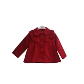 MARKAMPİNK ASTARLI ÖNÜ FIRFIRLI KIZ ÇOCUK KAŞE KABAN - 1