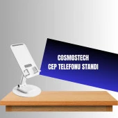 Cosmostech Telefon ve Tablet Tutucu 360° Hareketli Dönen Katlanabilir Mobil Masaüstü Stand - 2