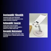 Cosmostech Telefon ve Tablet Tutucu 360° Hareketli Dönen Katlanabilir Mobil Masaüstü Stand - 5