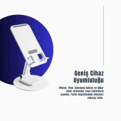 Cosmostech Telefon ve Tablet Tutucu 360° Hareketli Dönen Katlanabilir Mobil Masaüstü Stand - 6