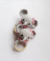 Sevimli Fil Çıngırak Amigurumi Organik Oyuncak - 1
