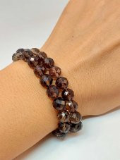 Dumanlı Kuvars Taşı Faset Kesim 8mm Unisex İkili Bileklik thumbnail 1