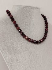 Lal (Granat) (Garnet) Taşı Faset Kesim Kolye 8mm (Sabit Klipsli) - 1