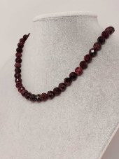 Lal (Granat) (Garnet) Taşı Faset Kesim Kolye 8mm (Sabit Klipsli) - 2