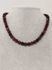 Lal (Granat) (Garnet) Taşı Faset Kesim Kolye 8mm (Sabit Klipsli) - 3