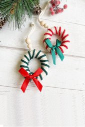 2li Red & Green Kurdeleli Halka - Dekoratif Süs - Yılbaşı Ağaç Süsü - - 1