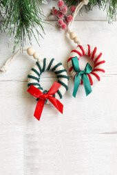 2li Red & Green Kurdeleli Halka - Dekoratif Süs - Yılbaşı Ağaç Süsü - - 2