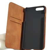 Apple iPhone 7 Plus Cüzdan Kılıf Hakiki Deri Deritel Desen Camel - 4