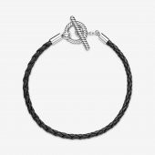 Pandora  591675C01 17cm - Moments Örgülü Deri T-bar Bileklik - 2