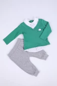 Babyhola Kravatlı Uzun Kollu Erkek Bebek Alt Üst 2'li Şık Takım Hediyelik Mevsimlik Baharlık 2343 - 1