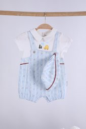 Babyhola %100 Pamuk Erkek Bebek Şapkalı Tulum 2'li Set 13670 - 4