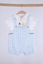 Babyhola %100 Pamuk Erkek Bebek Şapkalı Tulum 2'li Set 13670 - 5