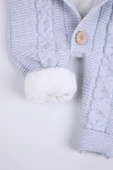 Babyhola %100 Kalın Triko İçi Velsoft Tulum Kız Erkek Bebek Çocuk Kapüşonlu Kışlık Dış Tulum 5713 - 9