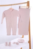 Babyhola Organik %100 Triko Kız Erkek Bebek Yenidoğan Tulum Takım 5'li Kutulu Set 0-3 ay Hediyelik Hastane Çıkışı 5909 - 1