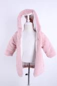 Babyhola Kız Bebek Çocuk Pamuk Astarlı Külah Kapüşonlu Peluş Kaban Kışlık 13622 - 6