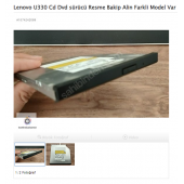 Lenovo U330 Cd Dvd Resme Bakip Alin Farkli Model Var - 1