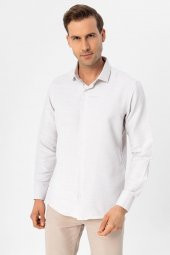 Köşeli Manşet Slim Kalıp Armürlü Gömlek thumbnail 1