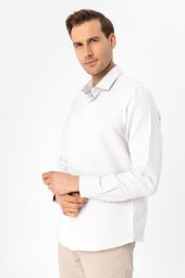 Köşeli Manşet Slim Kalıp Armürlü Gömlek thumbnail 2