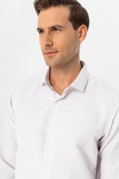 Köşeli Manşet Slim Kalıp Armürlü Gömlek thumbnail 3