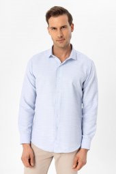 Köşeli Manşet Slim Kalıp Armürlü Gömlek thumbnail 6