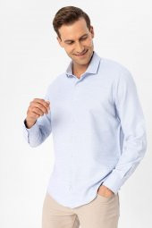 Köşeli Manşet Slim Kalıp Armürlü Gömlek thumbnail 8