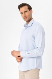 Köşeli Manşet Slim Kalıp Armürlü Gömlek thumbnail 10