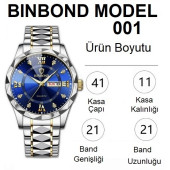 Binbond Kadın ve Erkek Kol Saati SET Su Geçirmez Çizilmeye Dayanıklı Çelik Kordon - 8