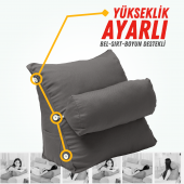 XPERMATE Yükseklik Ayarlı Tv Yastığı Bel Destek Yastığı Sırt Yastığı Boyun Destekli Yastık Ameliyat Sonrası Yastık Antrasit - 1