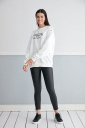 Thin Shop, Baskılı, Omuz Detaylı, Pamuklu Sweatshirt - 7