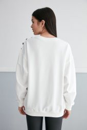 Thin Shop, Baskılı, Omuz Detaylı, Pamuklu Sweatshirt - 8