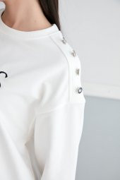 Thin Shop, Baskılı, Omuz Detaylı, Pamuklu Sweatshirt - 9