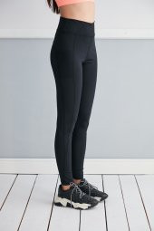 YÜKSEK BEL TOPARLAYICI CEPLİ SPORCU TAYT - SİYAH TAYT - SPOR TAYT - CEPLİ TAYT - TOPARLAYICI TAYT - 2