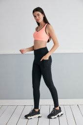 YÜKSEK BEL TOPARLAYICI CEPLİ SPORCU TAYT - SİYAH TAYT - SPOR TAYT - CEPLİ TAYT - TOPARLAYICI TAYT - 3