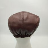 Klasik Kesim Deri Kasket Fındık Renk - 5