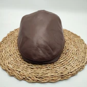 Klasik Kesim Deri Kasket Fındık Renk - 12