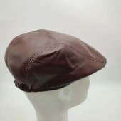 Klasik Kesim Deri Kasket Fındık Renk - 9