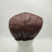 Klasik Kesim Deri Kasket Fındık Renk - 11