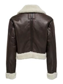 ONLY Bayan Kahverengi Deri Biker Ceket Mont 15298735 - 7