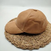 Camel Renk Deri Unisex Şapka - 11