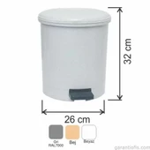 Garanti Metal 7137 Plastik İç Kovalı Yuvarlak Pedallı Çöp Kovası (15 Litre) - 1
