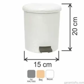 Garanti Metal 7135 Plastik İç Kovalı Yuvarlak Pedallı Çöp Kovası (3,5 Litre) - 1