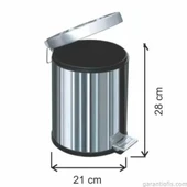 Garanti Metal 1002 Pedallı Çöp Kovası (5 Litre) - 1