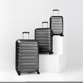 DZC KUZENLER AVM Abs Premium Tonaton 3'lü Valiz Seyahat Seti - Model:500.02 Koyu Gri Füme - 2