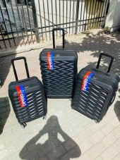 DZC KUZENLER AVM  %100 SAF ABS ÇEKÇEKLİ SEYAVAT VALİZ BAVUL ÇANTA 3 LÜ SET - 8