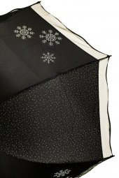 DZC KUZENLER AVM Marlux Rüzgara Dayanıklı Beyaz Noktalı Taş Detaylı Siyah Bayan Şemsiye thumbnail 2