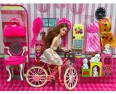BİSİKLETLİ AKSESUARLI ALİSA BARBİE BEBEK OYUNCAK - 1
