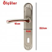 Kumru Nikel Saten Oda Kapı Kolu + Hok ER-40 Ekstra Gömme Kilit İç Kapı Oda Kilidi Rulmanlı Köşeli 40 mm Takım - 2