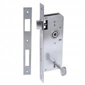 Kumru Nikel Saten Oda Kapı Kolu + Hok ER-40 Ekstra Gömme Kilit İç Kapı Oda Kilidi Rulmanlı Köşeli 40 mm Takım - 4