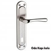 Kumru Nikel Saten Oda Kapı Kolu + Hok ER-40 Ekstra Gömme Kilit İç Kapı Oda Kilidi Rulmanlı Köşeli 40 mm Takım - 5